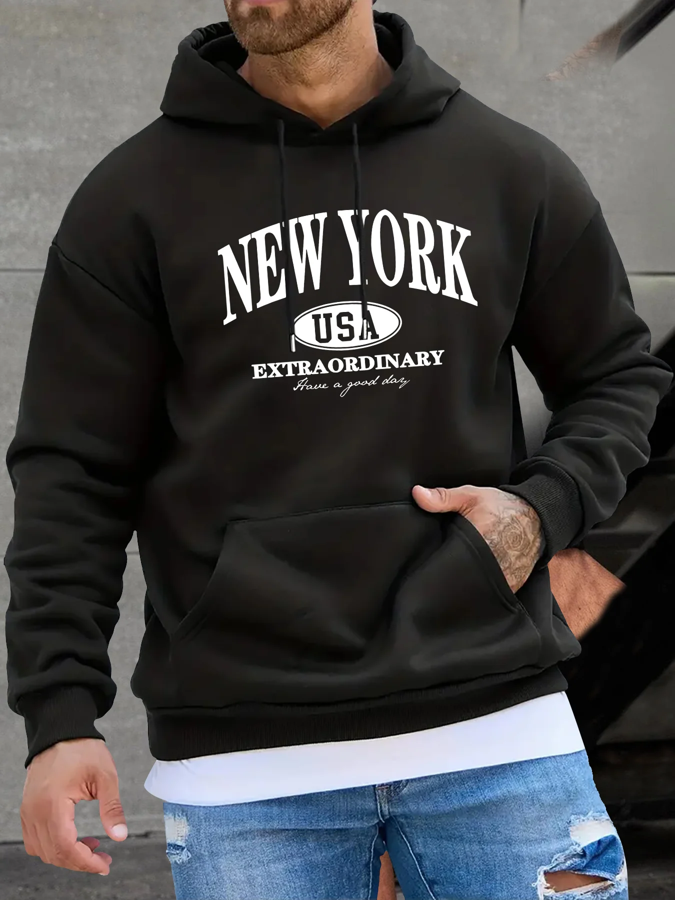 سويت شيرت بغطاء للرأس بتصميم جديد مع تصميم مطبوع للربيع والخريف، يمكن غسلها في الغسالة #1