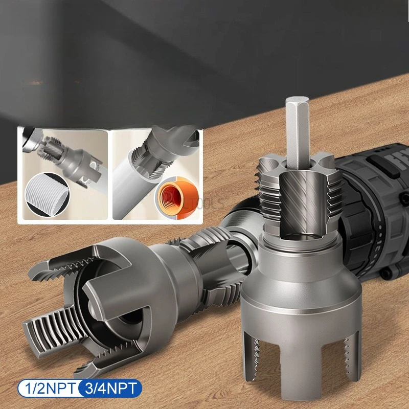 1/2 3/4 NPT Pipe Threading Tool American Standard PPR Pipe Internal External Thread Tapping Die Set Electric Drill Pipe Tap Die