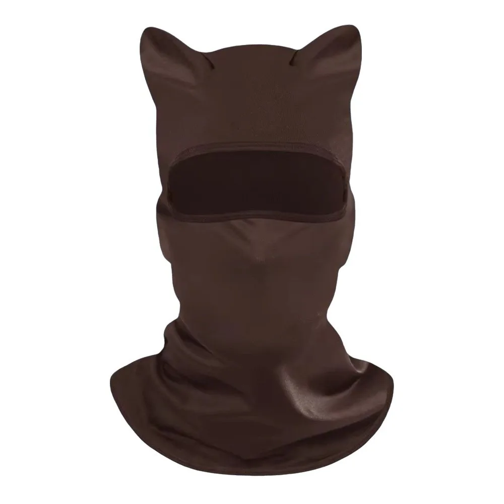 Dust Protection Polyester Fiber Cat Ear Face Mask Soft Windproof Balaclava Hat Sun Protector Bandana Hood Hat Neck Gaiter Hiking