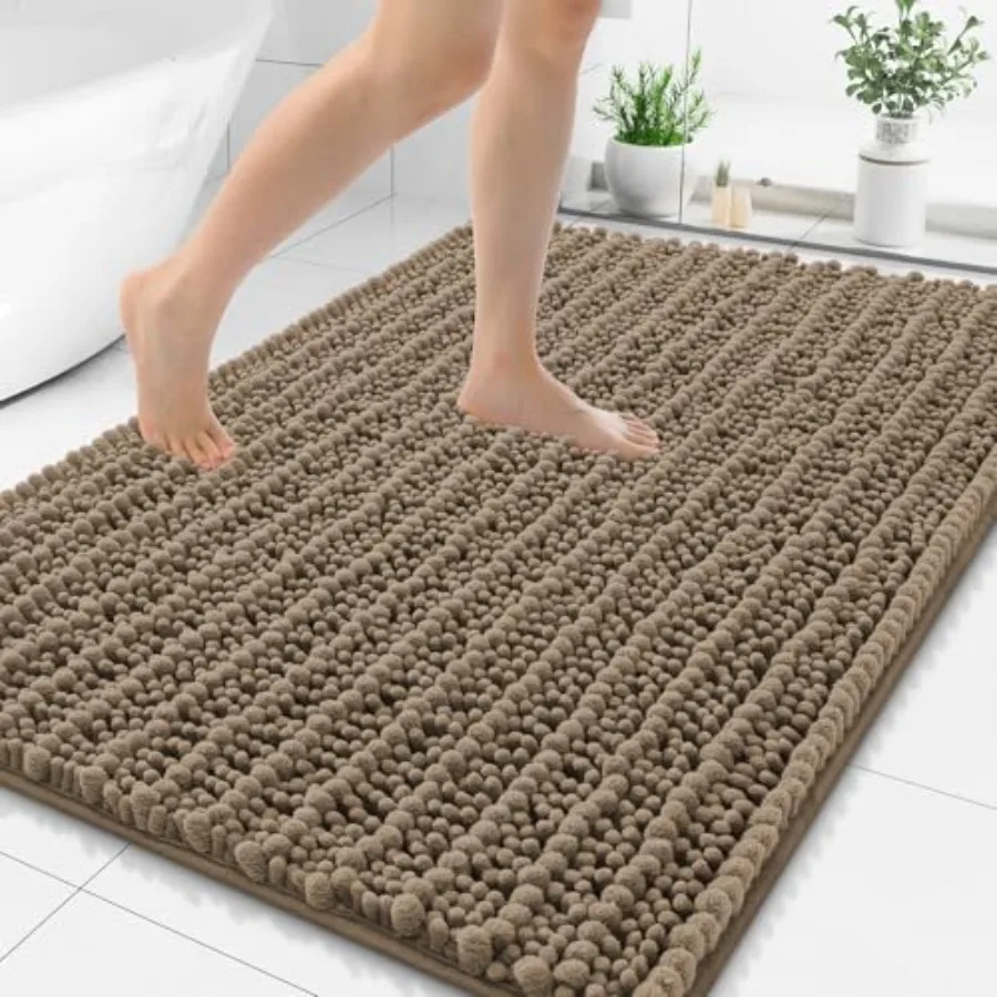 

Bathroom Rugs Mat 48x32 Extra Soft Absorbent Chenille Bath Rugs Non Slip Rubber Backing Machine Washable Quick Dry Bath Mats fo