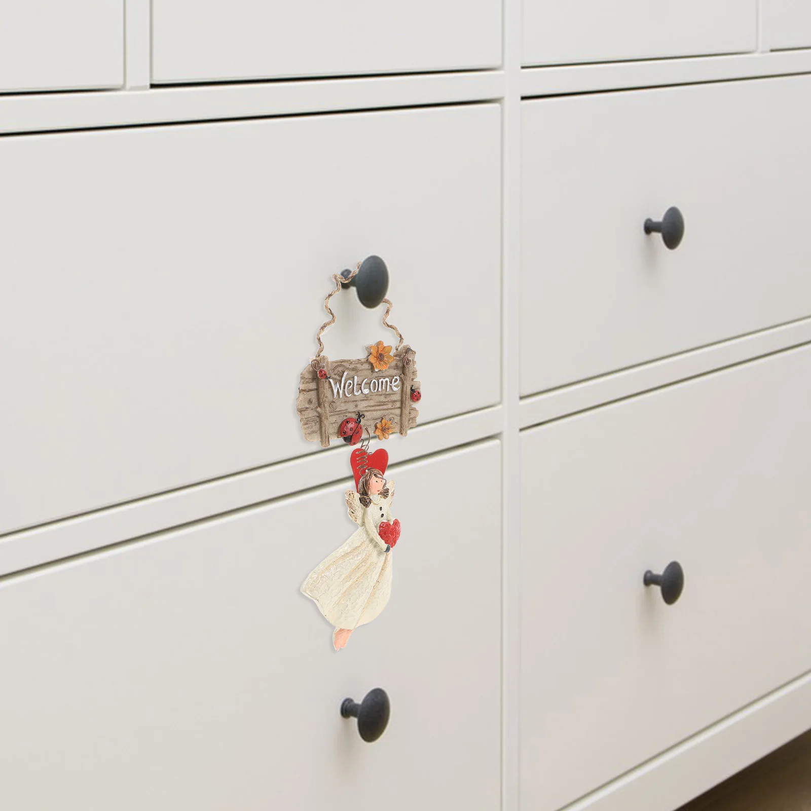 

Christmas Welcome Hanging Ornament Vintage Resin Angel Pendant Xmas Tree Door Hanging Tag Holiday Decoration Christmas Door Tag