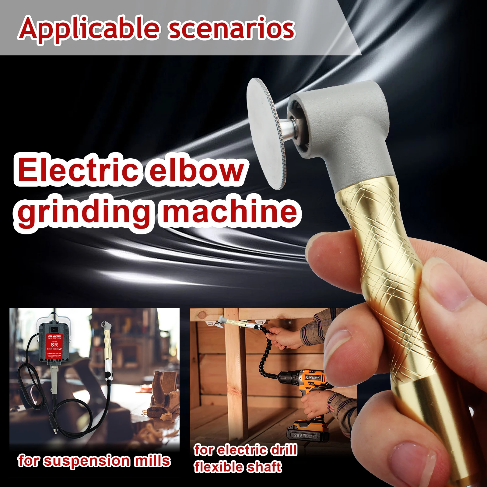 90-degree Multifunctional Flexible Shaft Elbow Grinding Pen for Hanging Grinder Handle, Polishing and Grinding Machine Engraving