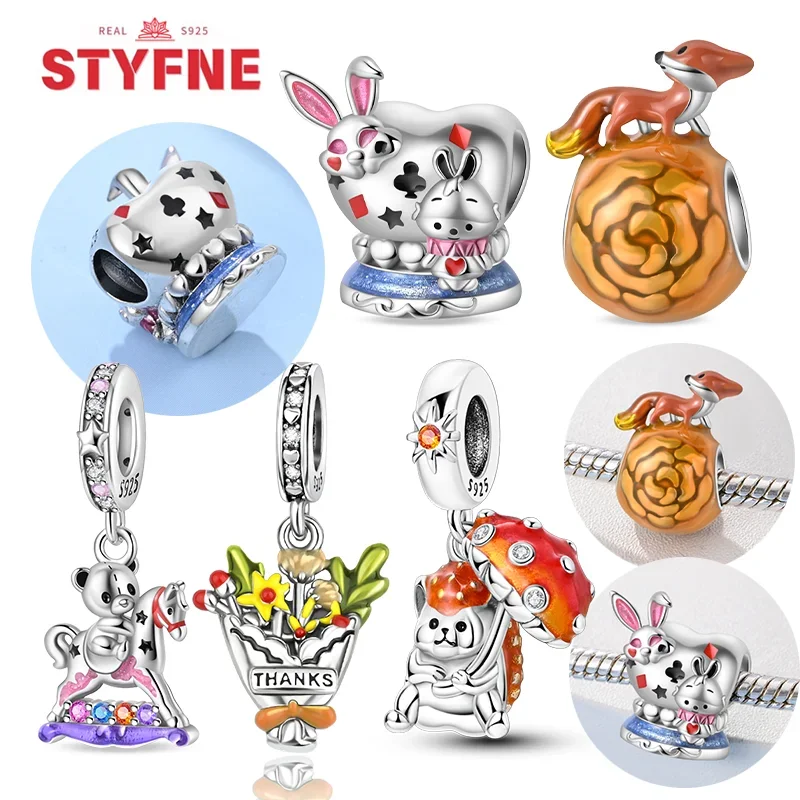 Sterling Silver 925 Fairy Tale World Series Fairyland Rabbit Charms Beads Fit Original Bracelet for Women Diy Fine Jewelry Gift