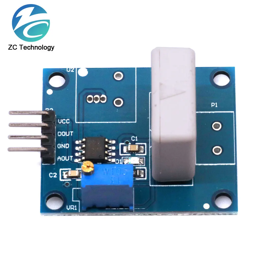 DC 5V WCS1800 Hall Current Detection Sensor Module 35A Precise With Short Circuit Overcurrent Signal Lamp A/D conversion