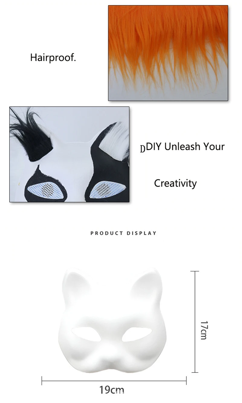DIY Masquerade Cat Face Masks Kit Paintable Blank Masks Party Cosplay Costume Sexy Half Face Mask For Women Men Handmade Eyemask