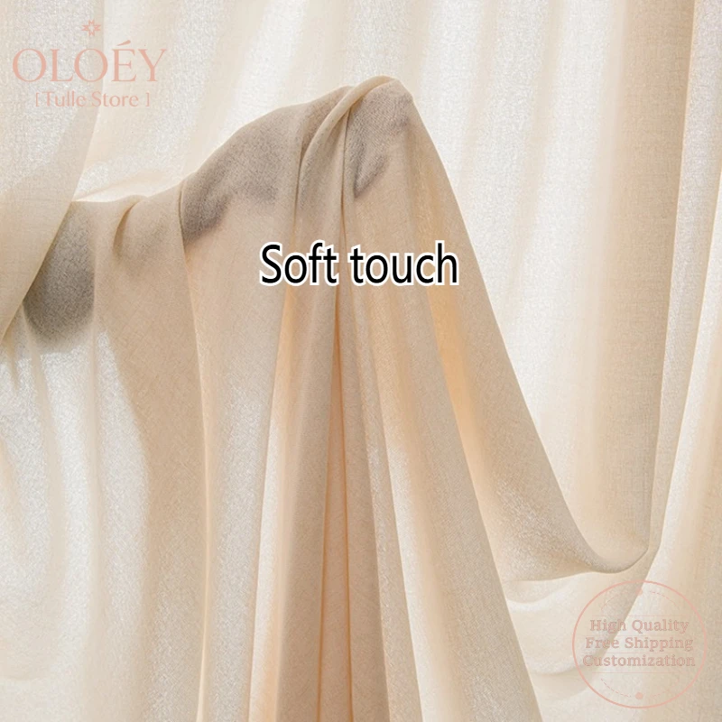 

Light Beige Linen Tulle Curtains Cotton Linen Fabric for Bedroom Living Room Tea Room Guesthouse Relaxing Sheer Window Drapes