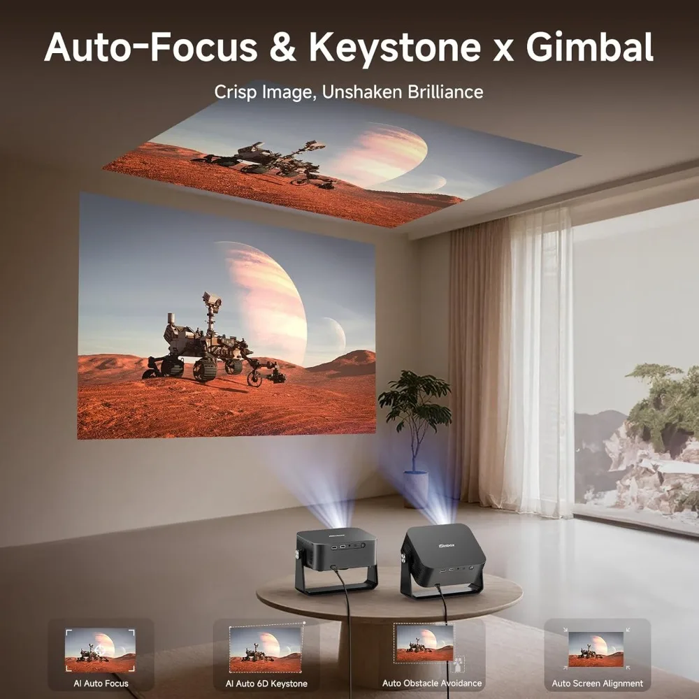 جهاز عرض ذكي خارجي بدقة 4K مع واي فاي وبلوتوث وتركيز تلقائي كيستون مدمج في التطبيقات Netflix YouTube PrimeVideo Dolby HDR10 Home #5