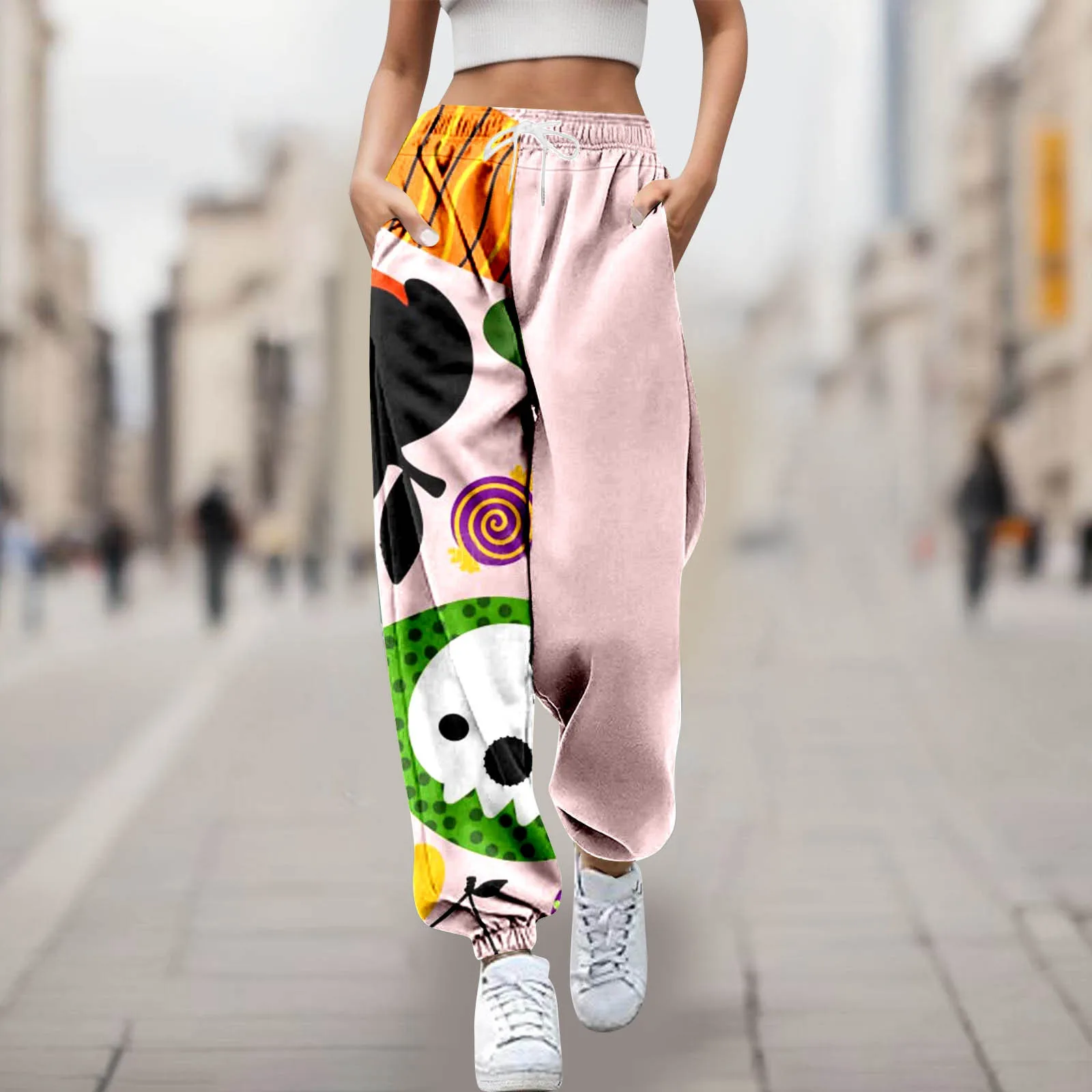 

Lady's Halloween Cartoon Printed Casual Pants Light Catsuit Casual Wear for Women Pants