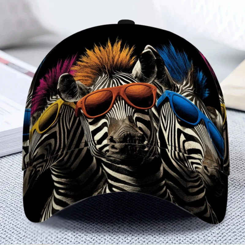 Colorful Sunglass Zebras Print Classic Baseball Cap Great for Urban Daily Outings Trendy Casual Styling Easy Yet Fashionable