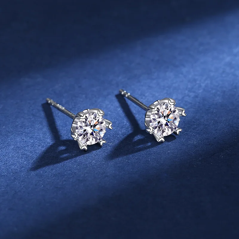 GRA 925 Sterling Silver D VVS1 Moissanite Earrings Diamond Tester Positive Snow Stud Zircon Women Sparkling Wedding Jewelry