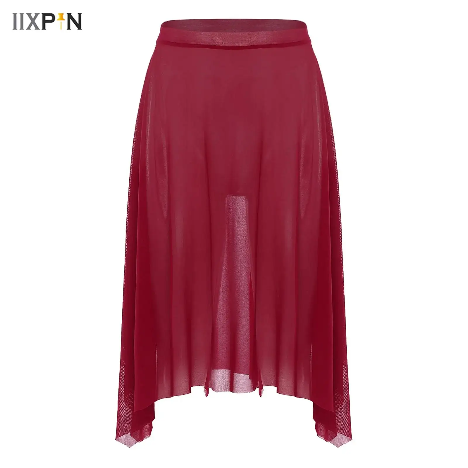 

Women's Ballet Lyrical Dance Skirt Elastic Waistband Irregular Hem Flowing Mesh Skirts Modern Dance Costume for Practicing Stage