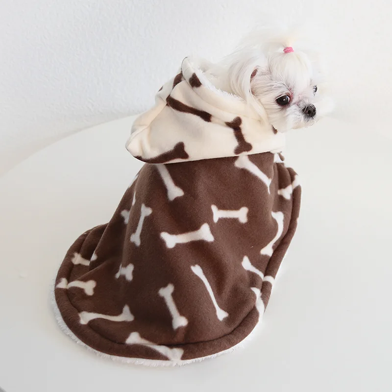 Thicken Warm Pet Hooded Bib Cape Cloak For Medium Animal French Bulldog Maltese Star Design Dog Cat Costumes S M L Jacket Wear