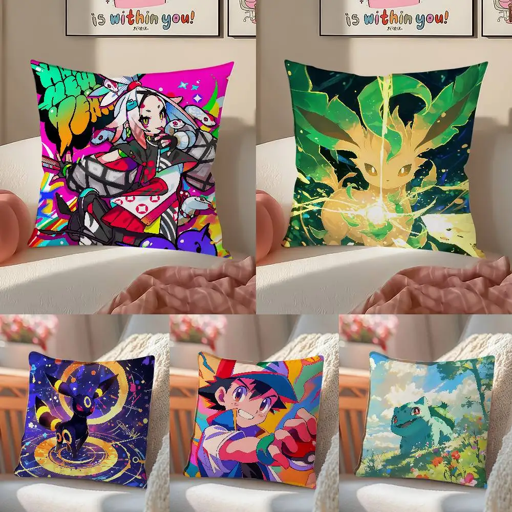 Pokemon Classic Character Series Plush Pillow Cover Soft Short Plush Cushion Cover For Sofa Bedroom Home Decor Gift