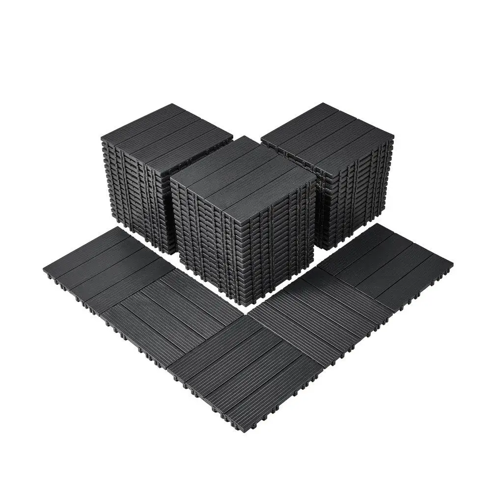 

Interlocking Deck Tiles 12x12 Sturdy Plastic Dark Grey 54-Pack for Home Use