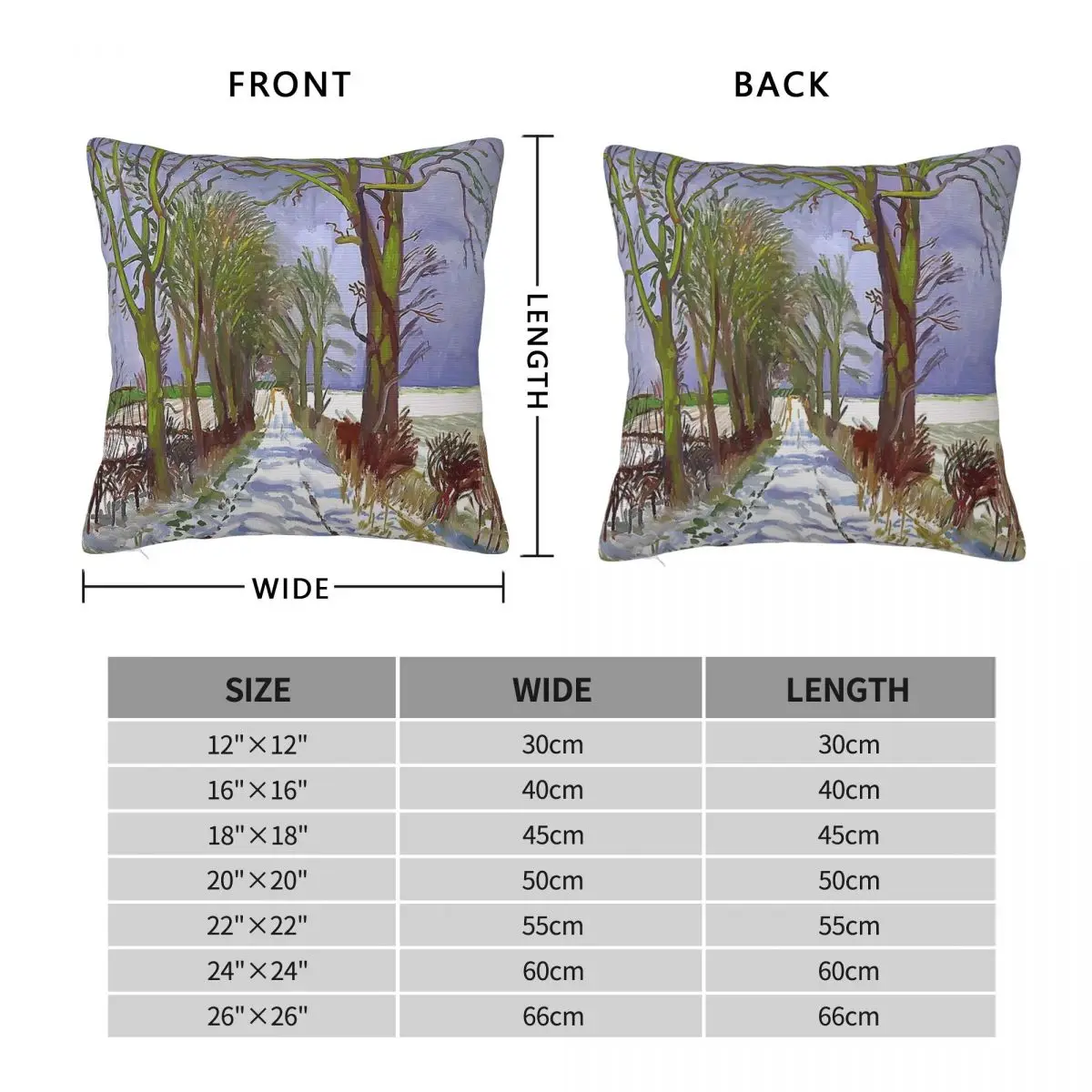 David Hockney Arrival Snow In Woldgate Pillowcase Polyester Linen Velvet Printed Decorative Throw Pillow Case Car Cushion Case