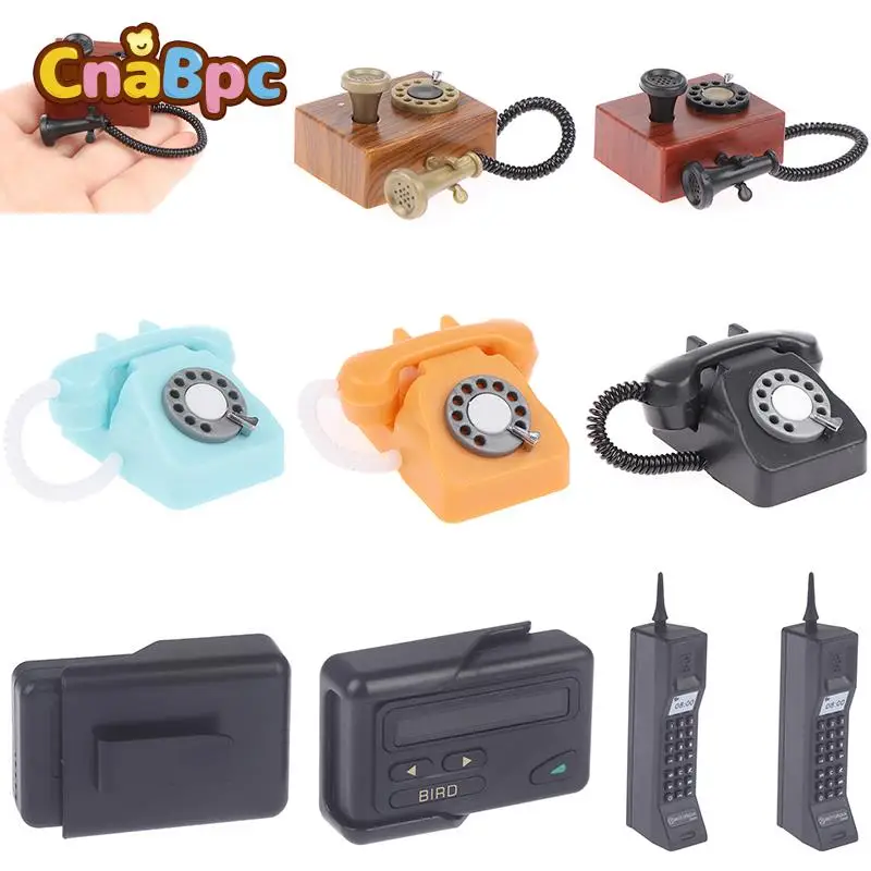 DIY Simulation 1/12 Dollhouse Retro Telephones Cell Phone BB Fixed Telephone Machine Model Toys Dolls House Furniture Decor