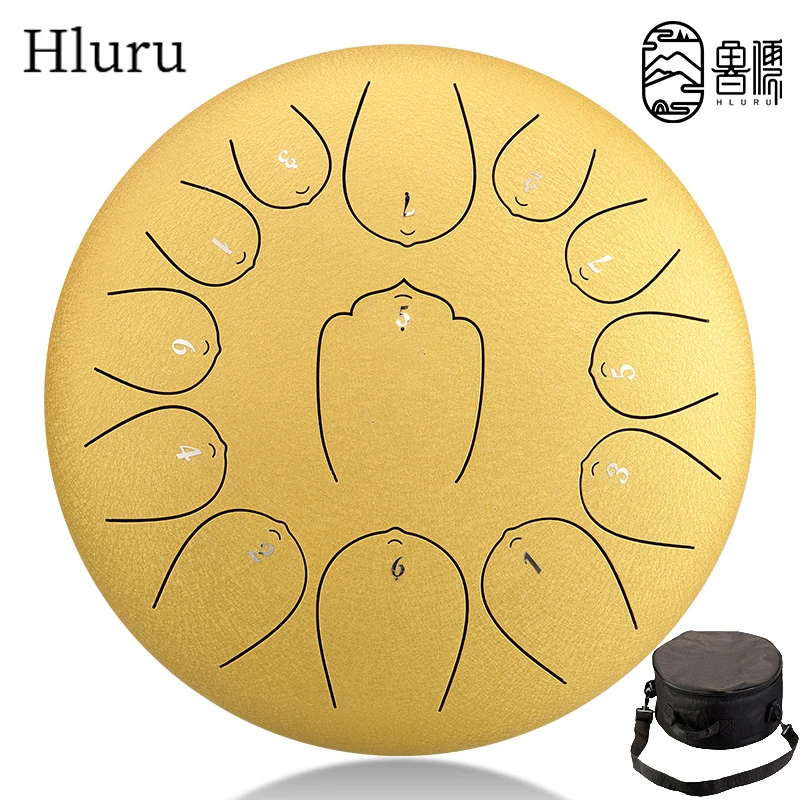 Hluru 12 Inch Music Drum 8 Notes 13 Notes Glucophone Steel Tongue Drum 8 13 Notes C Tone Ethereal Drum Percussion Instrument