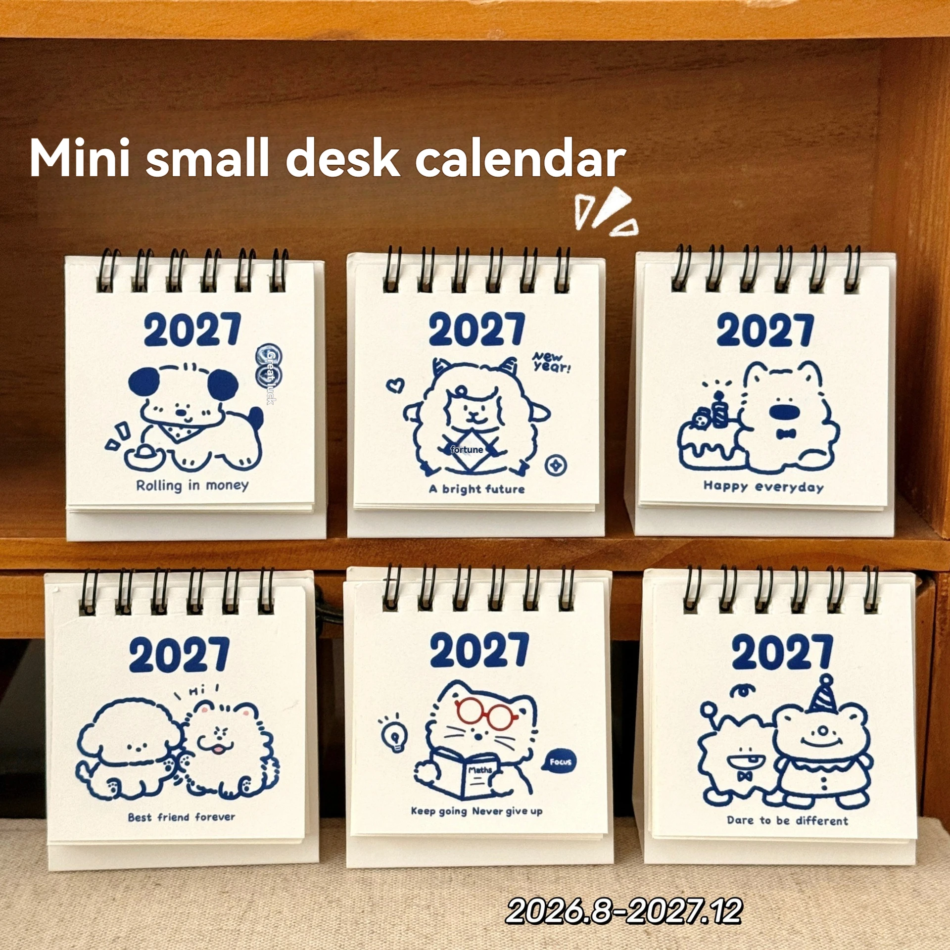 1/6 Pcs Mini Minimalist Desk Calendar 2027 Desktop Ornament Calendar