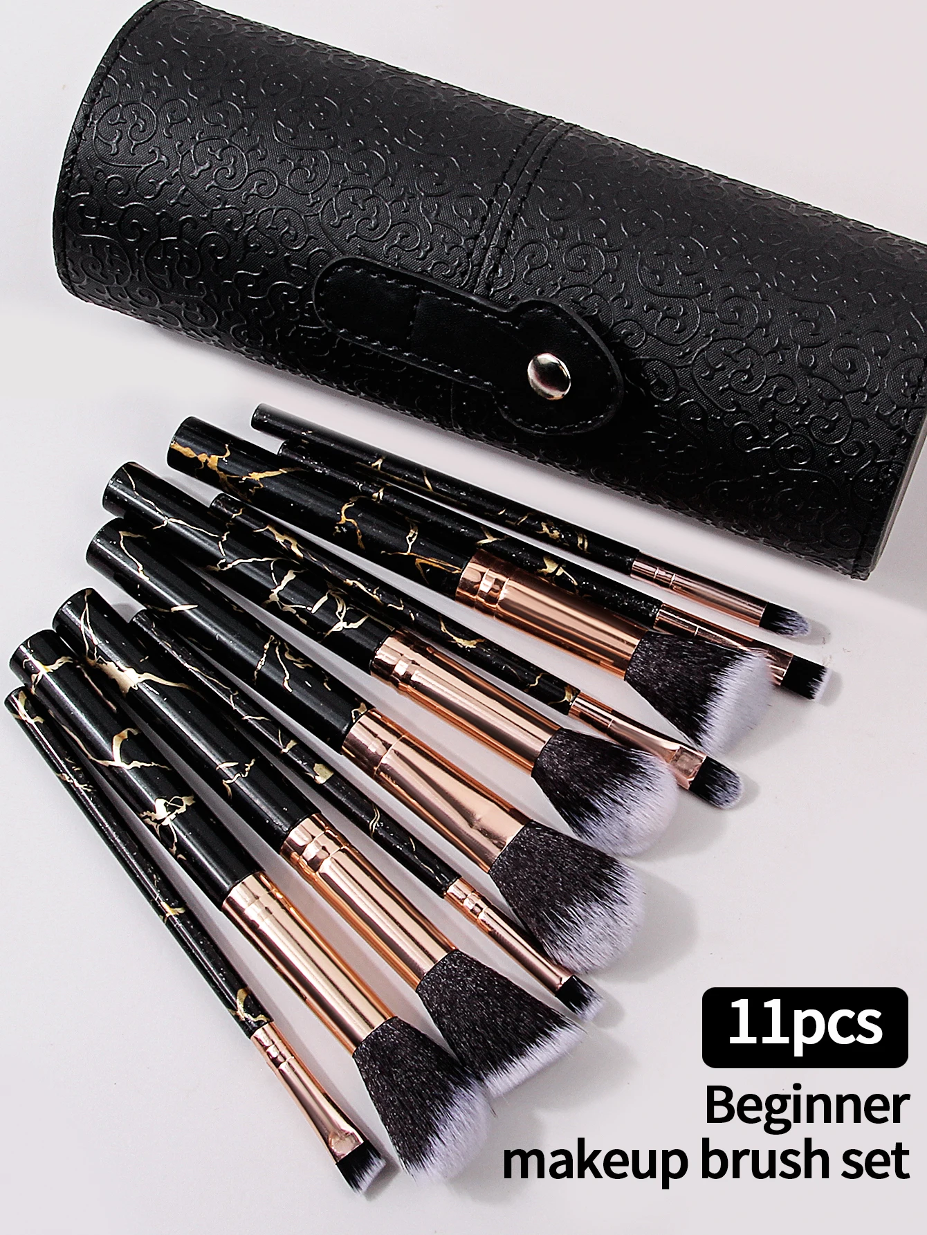 10Pcs Professional Marble Makeup Brushes Set Soft Foundation Powder Eyeshadow Brush Beauty Marble Make Up Tools with Cylinder