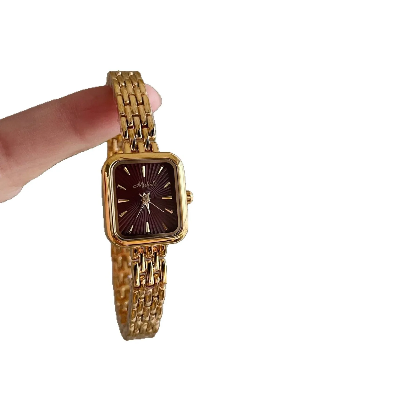 

Простые нишевые часы с квадратным циферблатом и цепочкой, модные универсальные женские часы