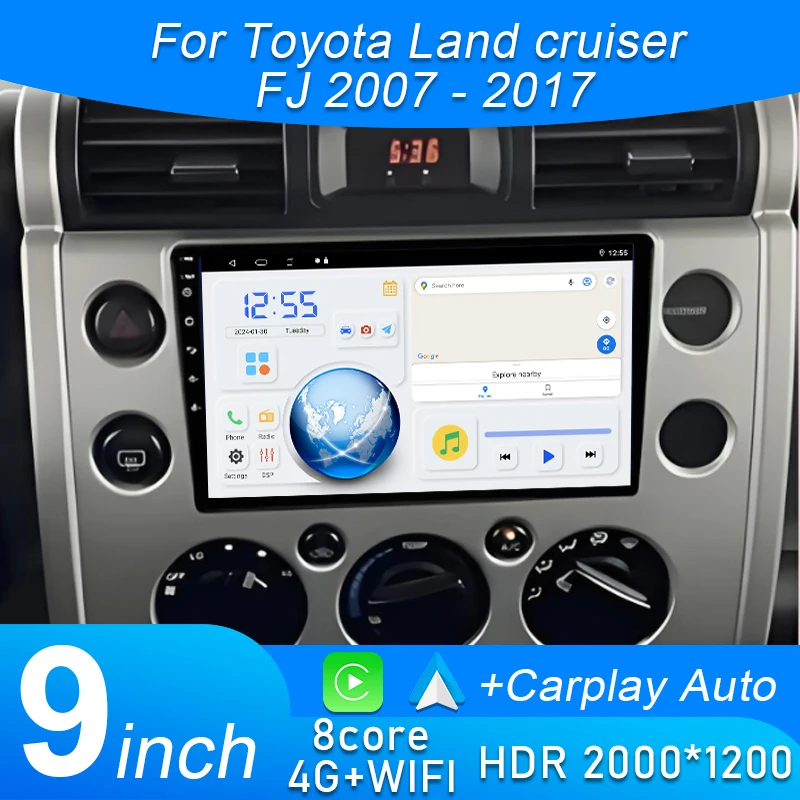 

9 inch Android 15 Head Unit For Toyota Land cruiser FJ 2007 Radio Multimedia Player Stereo GPS Navigation HDR Touch Screen 4G BT
