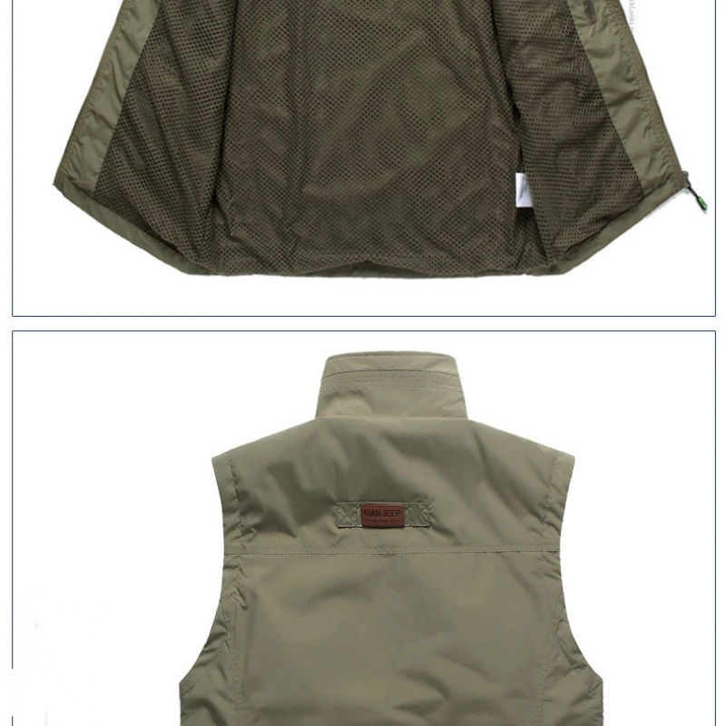 Male Sleeveless Jacket Multi-pockets Military Tactical Vest Outdoor Fishing Photography Quick Dry Vests Spring Autumn Tops