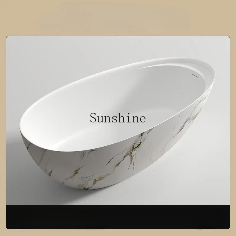 Textured artificial stone independent bathtub patterned hotel home bed and breakfast couple bath storage table