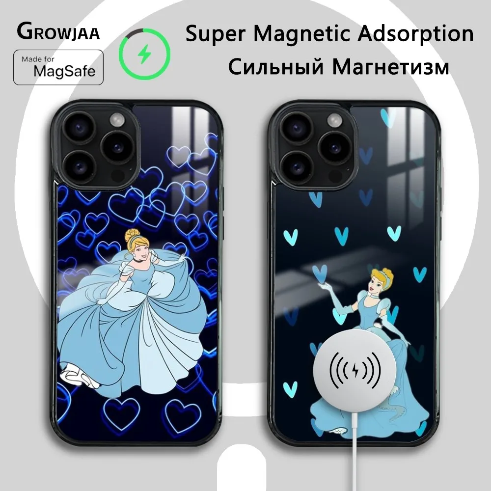 Beauty C-Cinderella Princess Phone Case For iPhone 16 15 14 13 12 11 Pro Max Plus Mini Magsafe Mirror Wireless Magnetic Cover