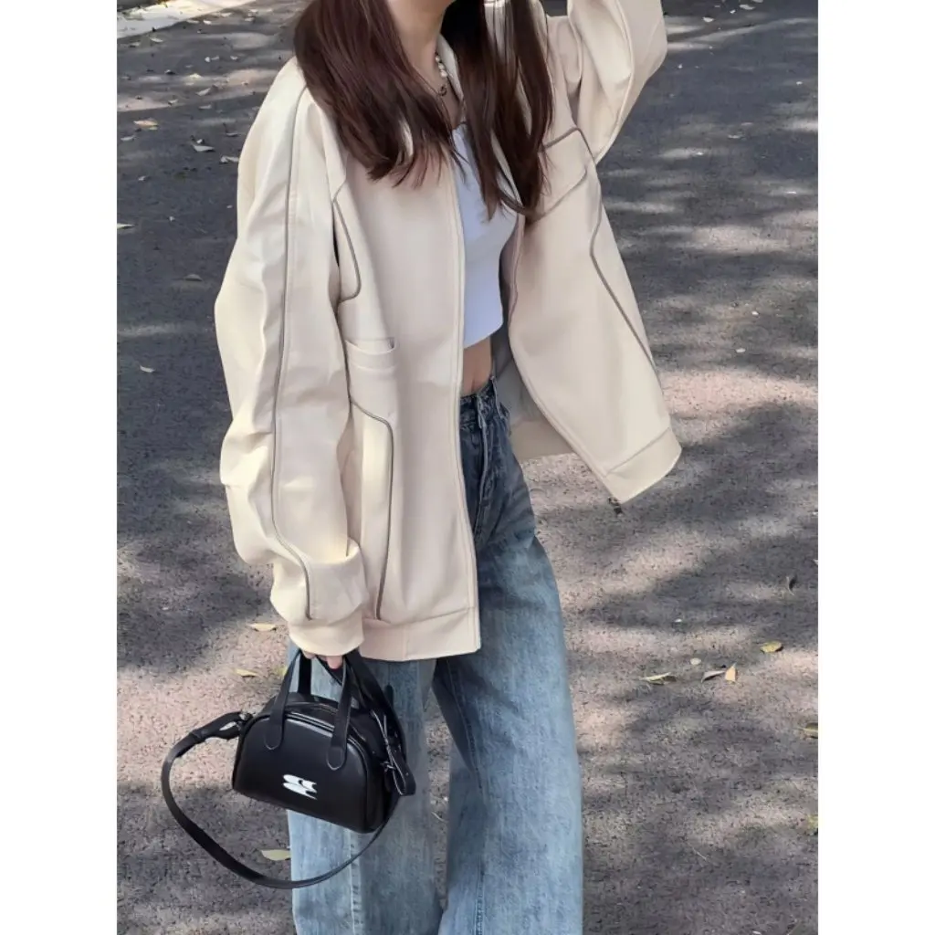 

Women's Vintage Thickened National Fashion Jacket Coat Flying Suit American Design High Street Style for Spring Autumn Winter