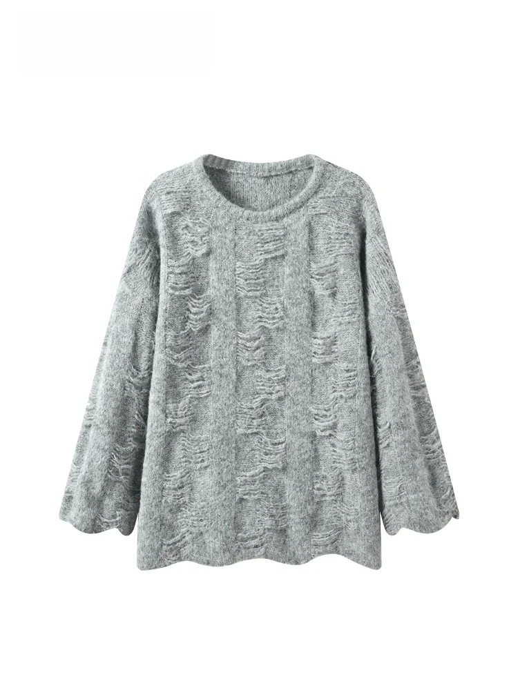 

Cara CLUB plus Size Long Sve round Ne Knitwear Casual Sle Loose Fit Women's Top for plus Size Ladies Spring Season