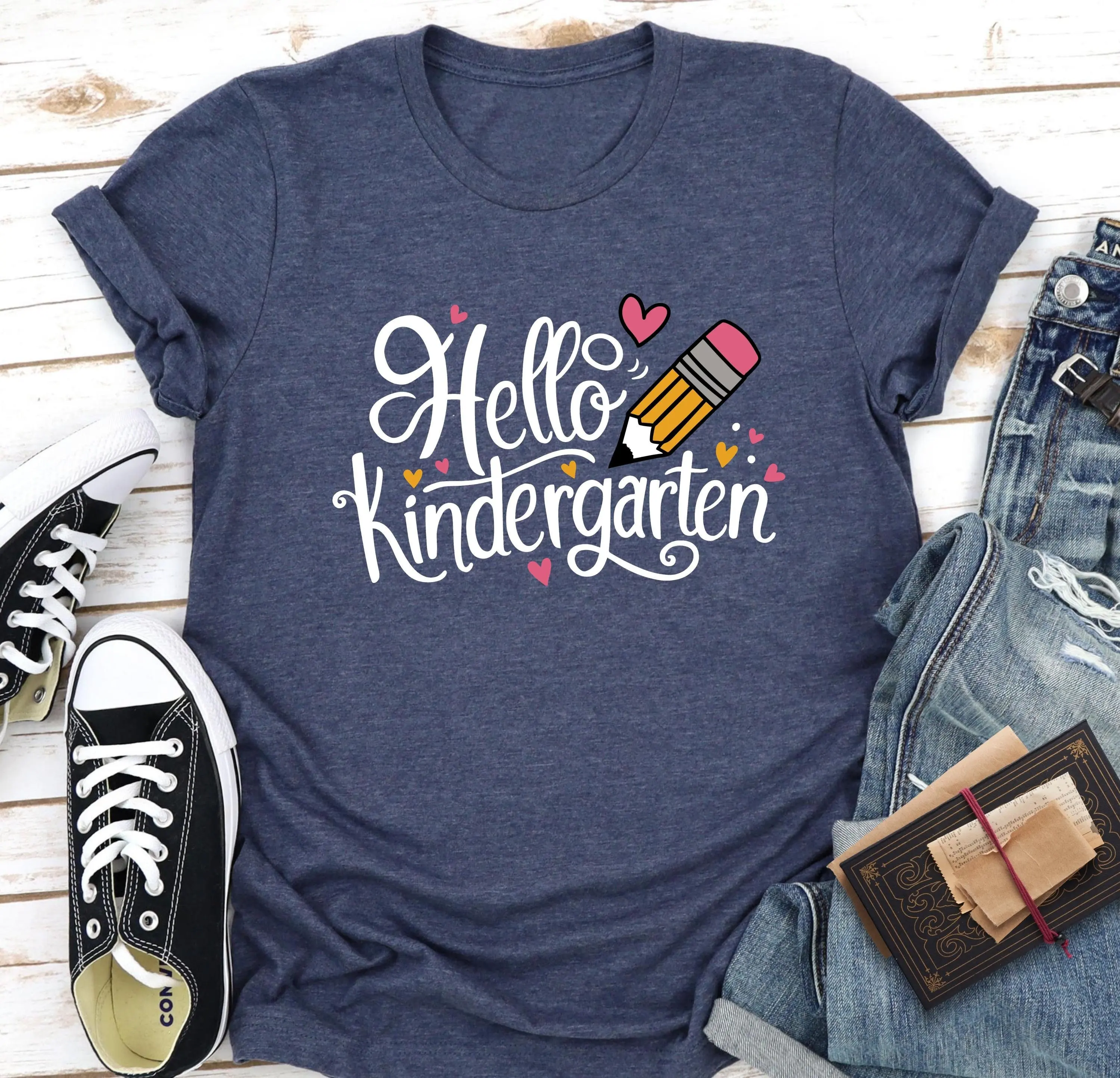 Hello Kindergarten T Shirt Cute Back To School First Day Of Student Teacher Crew