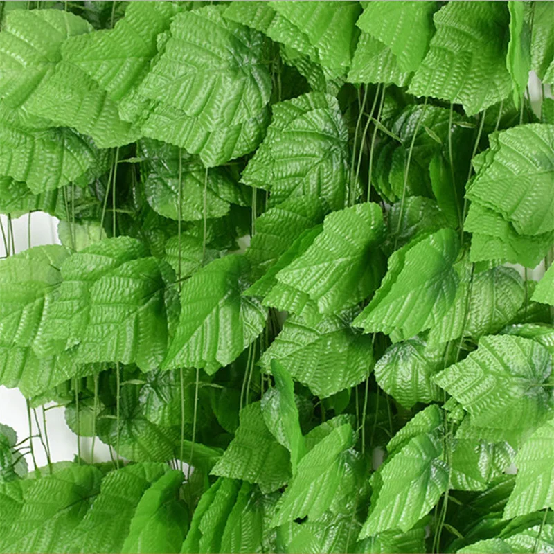 12pcs Green Vine Silk Artificial Ivy Leaf Garland Plants Large Grape Leaves ​DIY Home Decor Wedding Bathroom Garden Decoration