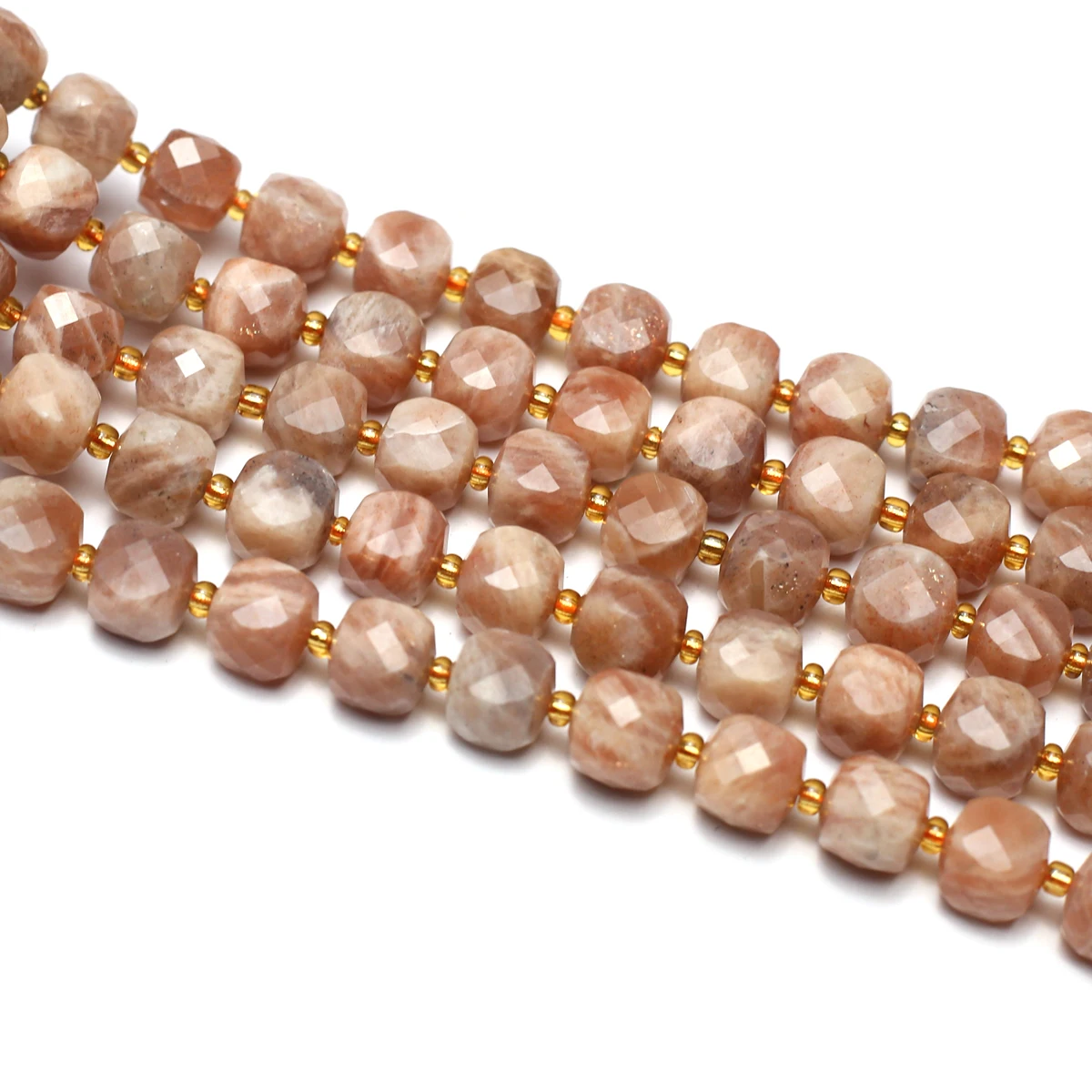 Natural Stone Gemstone Sunstone Faceted Square Small Apple Beads Mixed Threaded Beads for Jewelry Making DIY Bracelet Necklace