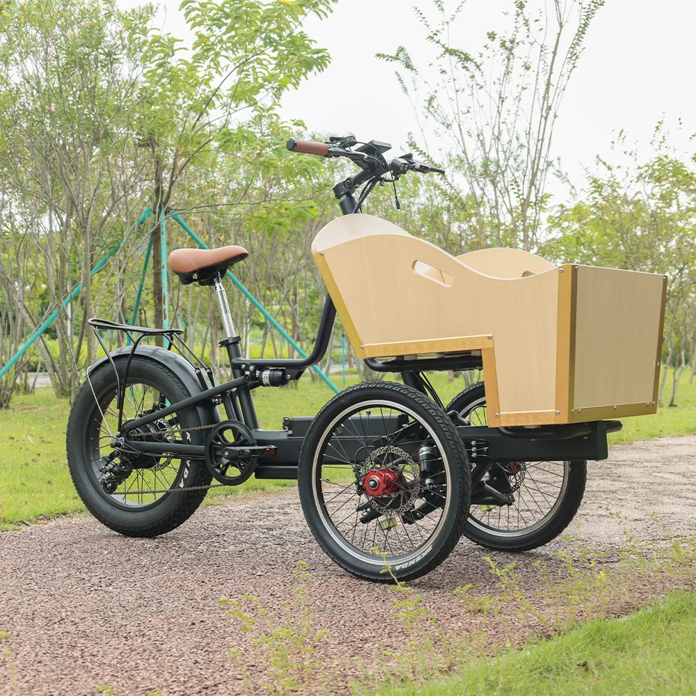 Fat Trike électrique à longue portée pour adultes, vélo cargo familial, 3 roues, prix bon marché