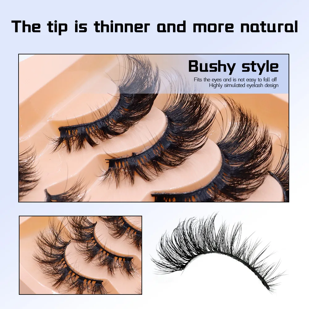 20 pares de cílios postiços pretos naturais fofos peludos cílios para festa diária
