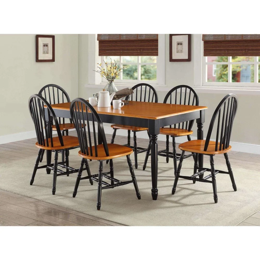 Dining Chair Black and Oak Dinette Free Shipping Kitchen Chairs Dining Room Autumn Lane Windsor Solid Wood Chairs Set of 2