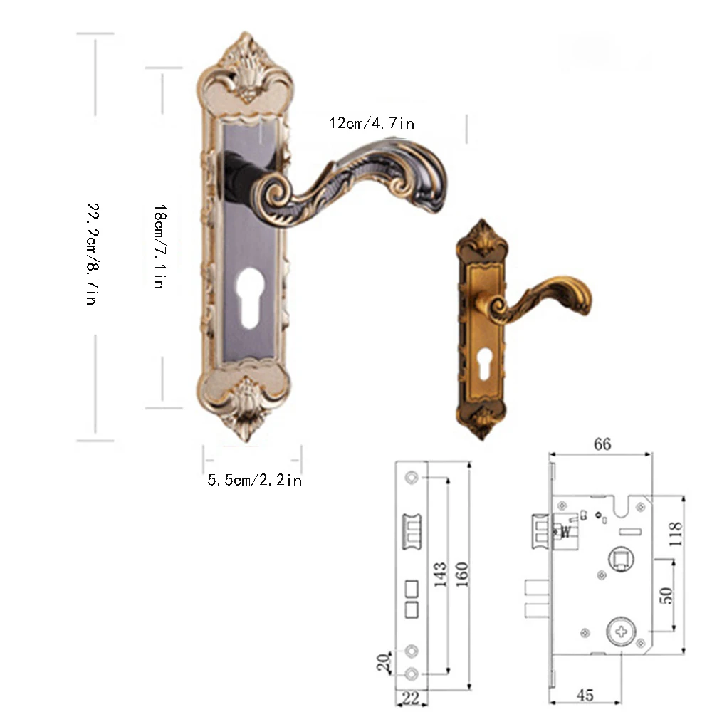 Set di serrature per porte a leva per interni con ingresso in alluminio serratura e chiavi della manopola della maniglia della camera da letto