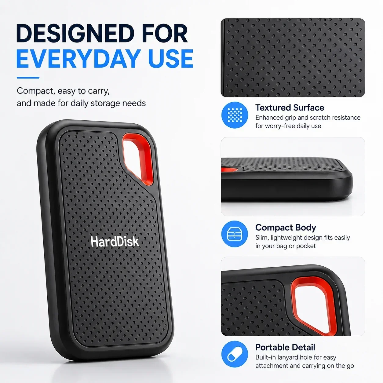 2TB External Hard Drive Portable SSD High Speed Hard Disk Solid State Drive USB-C Original Storage Device for Laptop/Phone/Mac