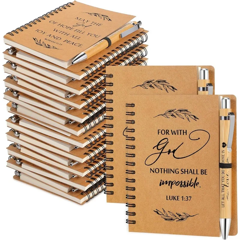 

160 Pcs/80 Set Christian Fathers Day Gifts Bulk Include Spiral Notebook And Bible Verse Ballpoint Pen Prayer Journal Relig
