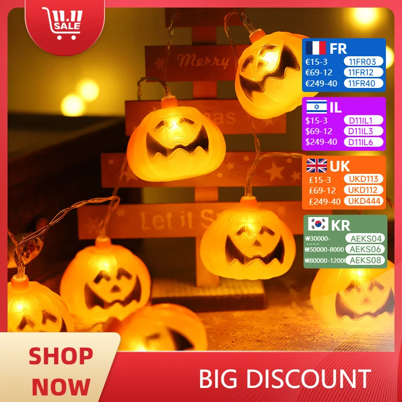 

Pumpkin LED Light String Halloween Decoration Easter Party Horror Halloween Lamp Props Outdoor Party Decor Colored Battery Light