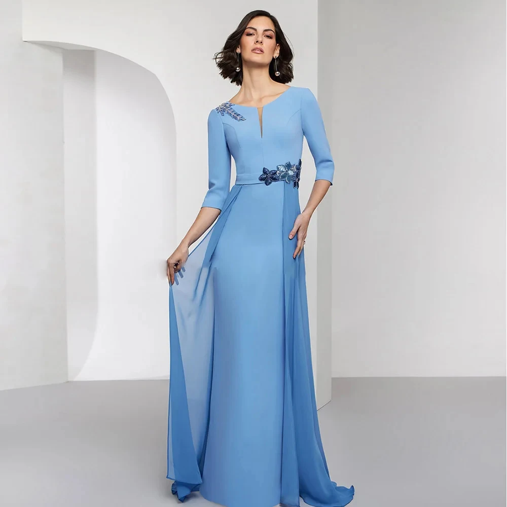 Mother Of Bride Dresses Wedding Mother Of The Bride Dress Mother Dress Elegant Half Sleeve Appliqué Straight Evening Party Dress
