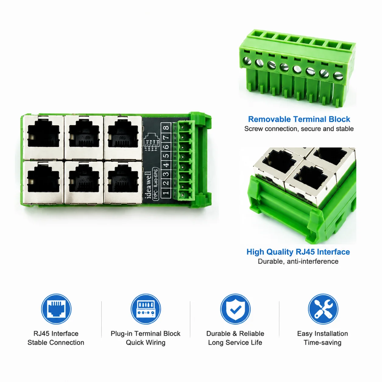 RJ45 terminal circuit board network port adapter terminal hub module terminal block combination 23456 hole plug