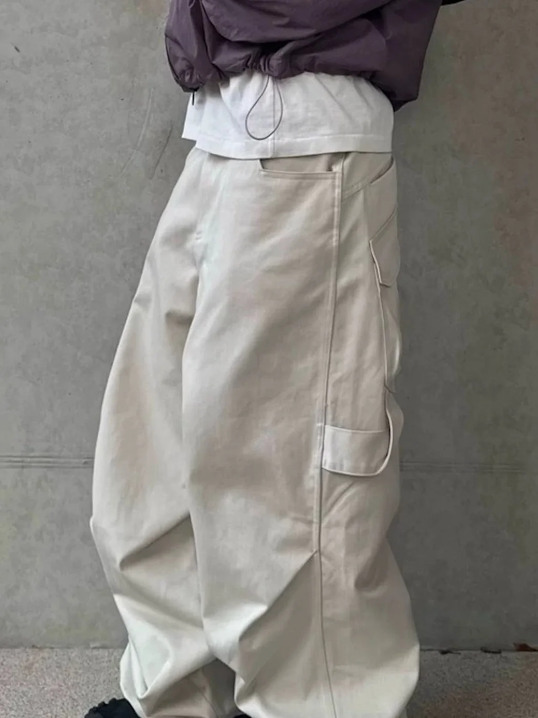 

American Sli Brand Men's Casual Pants Wide Leg Workwear Trousers ket Bend Knife Straight Cut Loose Fit Cotton Jeans