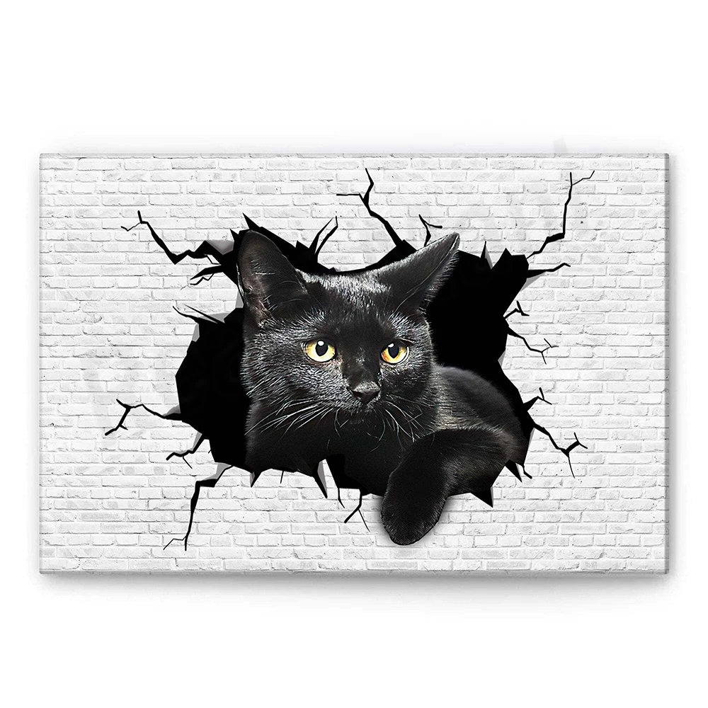 Black cat, tiger, frog, del, chicken, tuxedo, guinea pig, horse, highland cattle, funny animals crackle effect poster