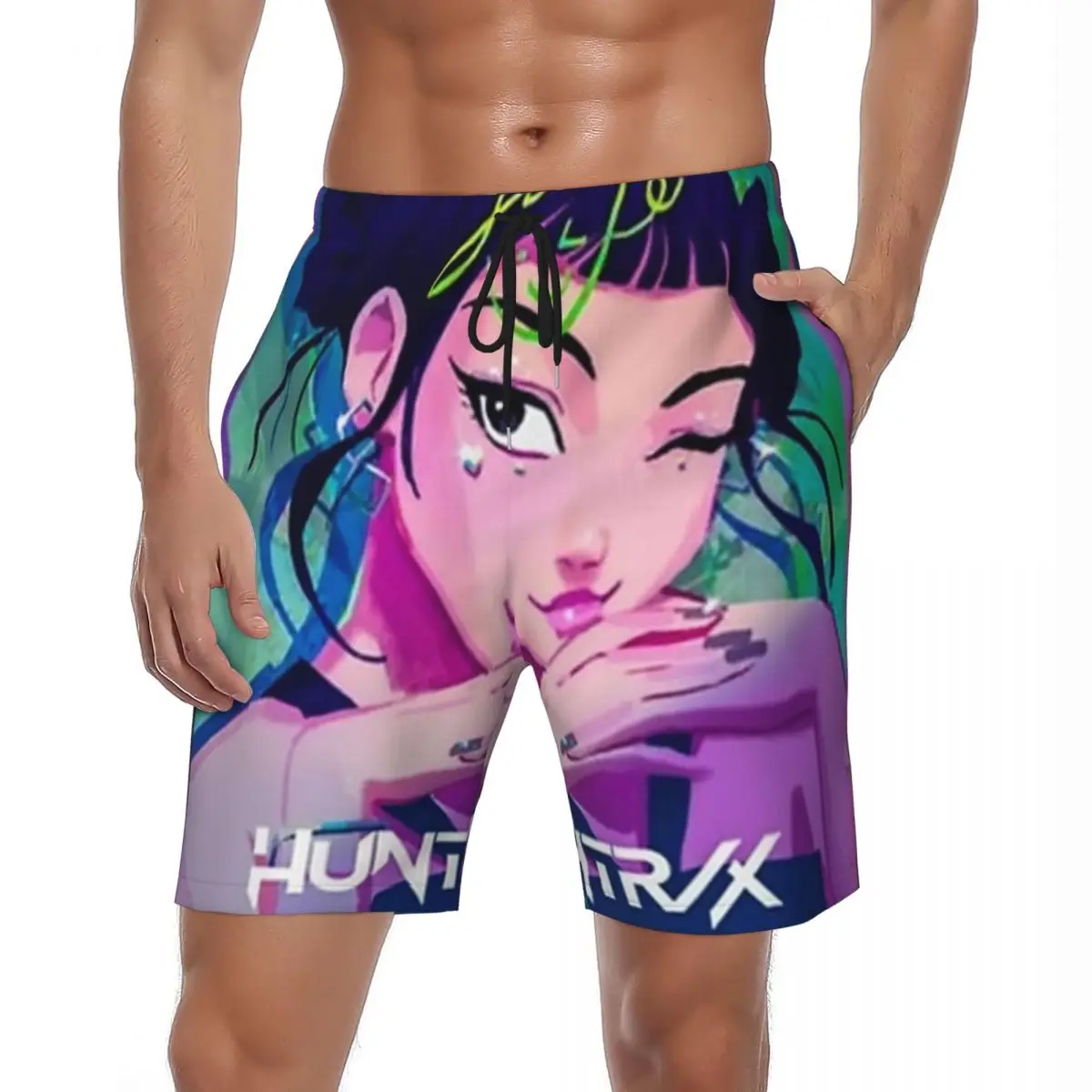 

Swimwear K-POP Demon Hunters Board Shorts Summer Huntrix Zoey Rumi Mira posterart Beach Short Pants Men Quick Dry Swim Trunks