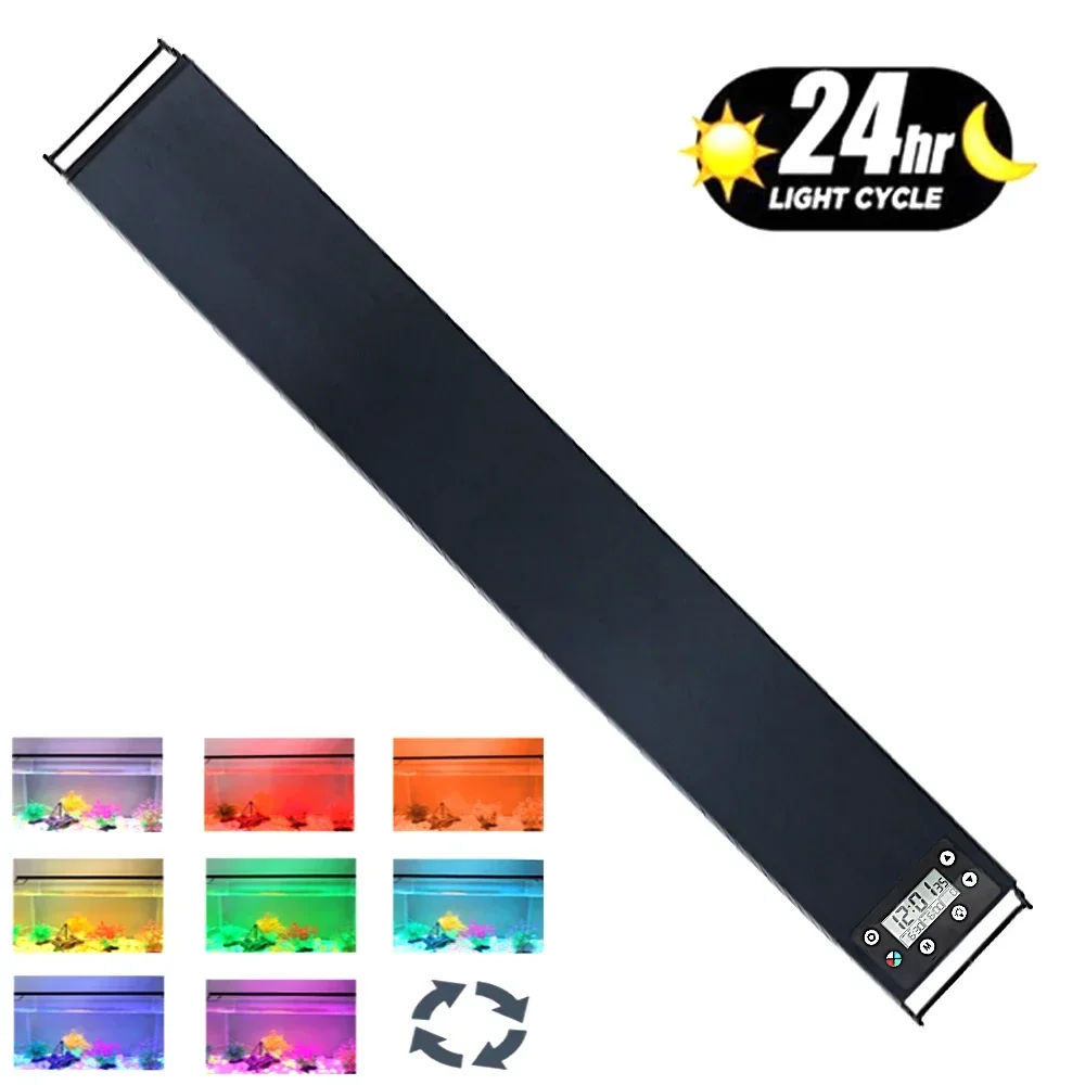 120cm akwarium 24/7 oświetlenie o pełnym spektrum światła LED IP68 wodoodporna dekoracja akwarium wzrost roślin ściemniacz lampa 100V-240V