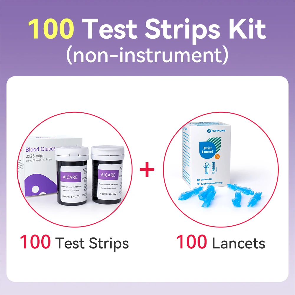 Aicare Blutzuckermessgerät-Set mit 50/100 Teststreifen und Lanzetten, Medizinisches Blutzuckermessgerät für Schnelle Ergebnisse mit nur 0,7μL Probe – Detail 4