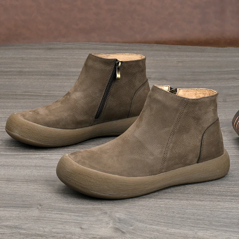 Top Quality The First Layer of Cowhide Cotton Shoes Retro Platform Leather Shoes New One-pedal First-layer Cowhide Mens Loafers
