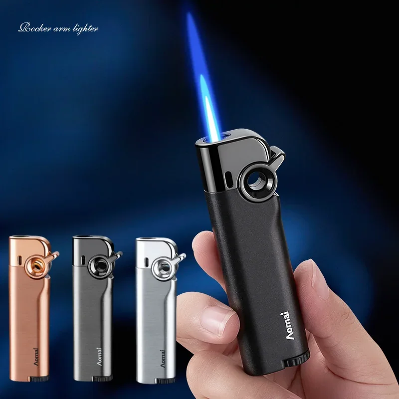 New AOMAI Rocker Arm Ignition Torch Lighter Portable Butane Gas Cigar Lighter Metal Windproof Inflatable Cigarette Lighter Smoki