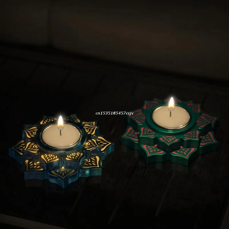 Flower Lotus Tealight Resin Mould Lotus Candlestick Epoxy Casting Mould for DIY Dropship